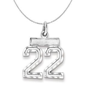 Silver, Varsity Collection, Small D/C Number 22 Necklace - 16 In